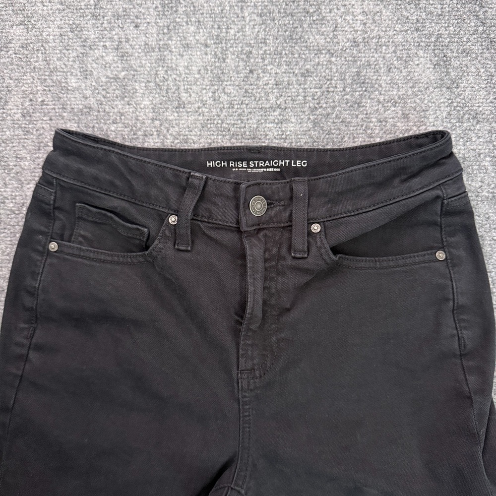 Chicos High Rise Straight Leg Jeans Womens Size 00R US 2 Black Stretch Denim - Picture 3 of 12